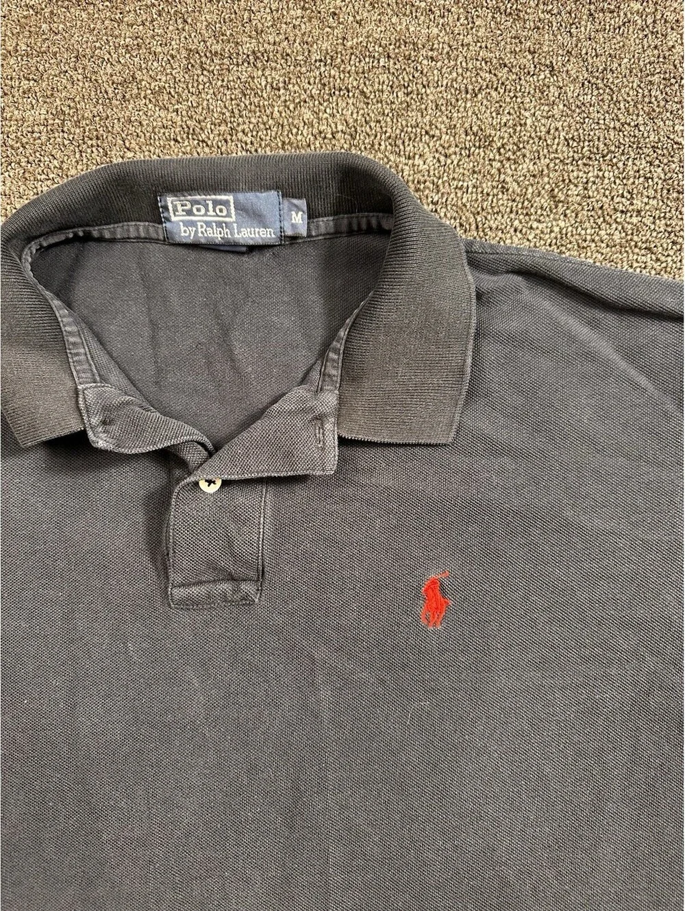 Polo Ralph Lauren Mens M Black Polo Red Pony Logo